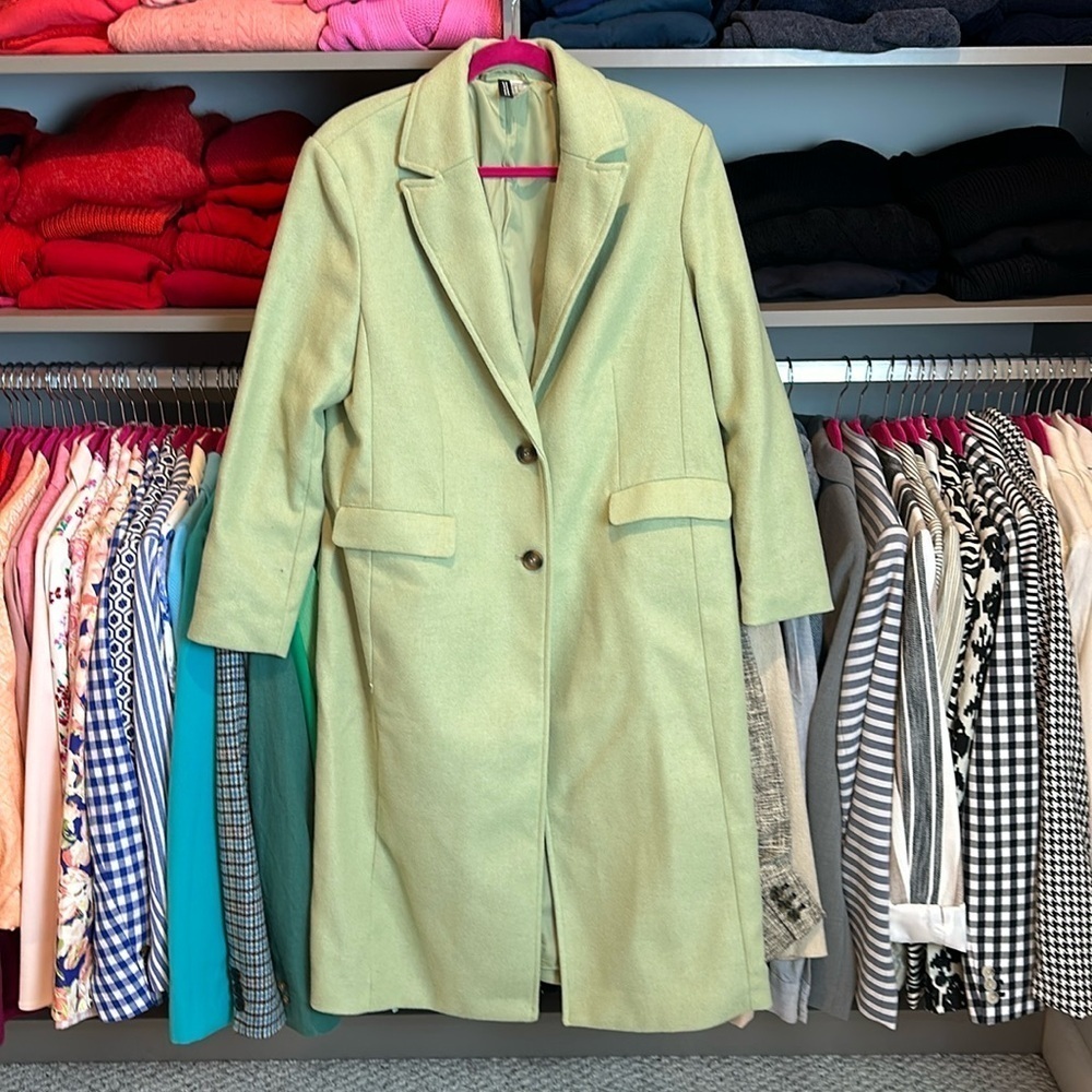 Divided by H&M sage green long coat size S